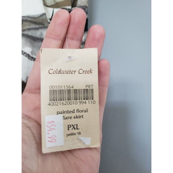 NEW Coldwater Creek Petite XL Painted FLoral Flare Skrit XL Petite 18 grays fall - Picture 4 of 5